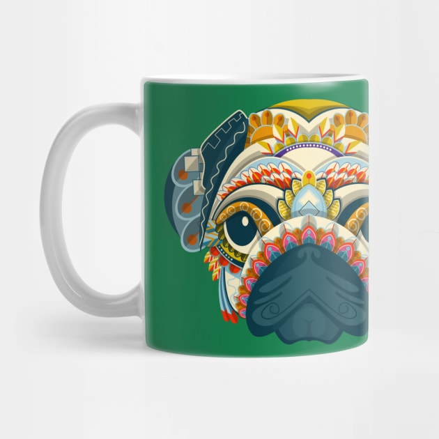 colorful pug head by Mako Design 